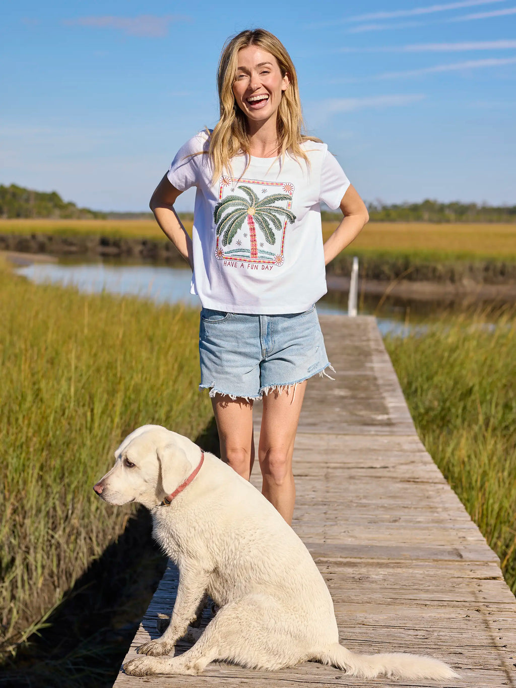 Noah Embroidered Cotton Tee - Palm Tree