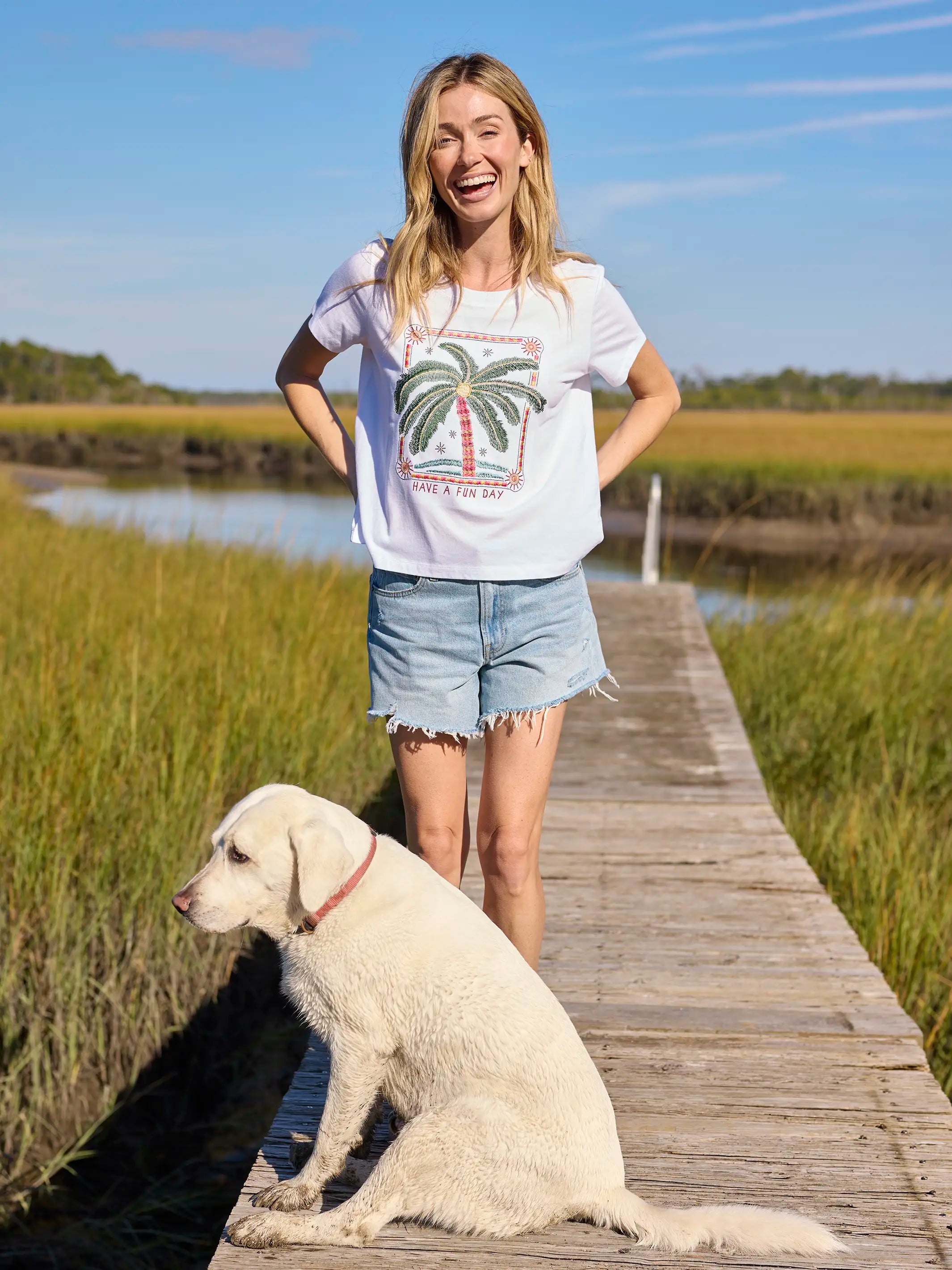 Noah Embroidered Cotton Tee - Palm Tree