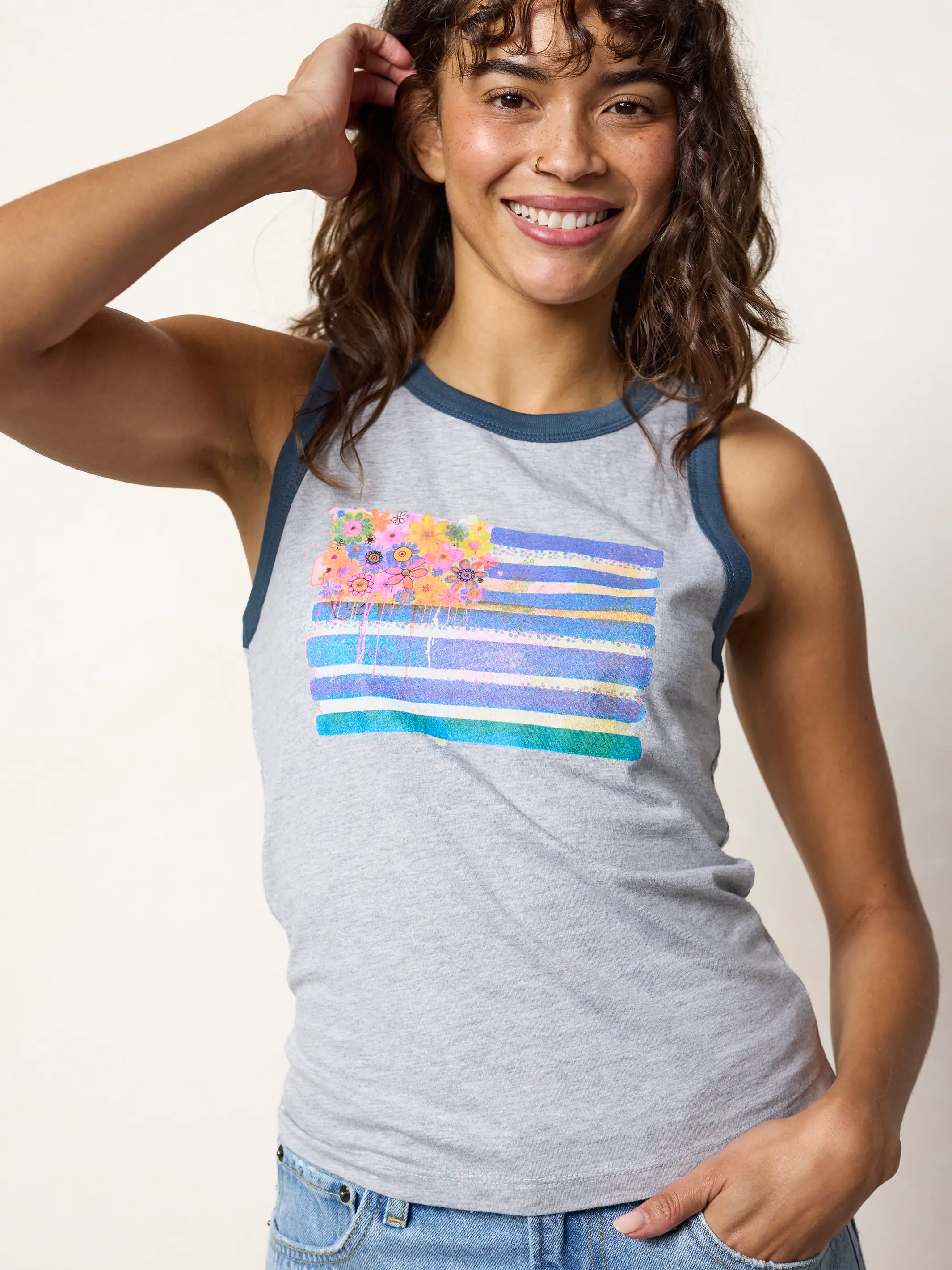 Ringer Tank Top - American Flag
