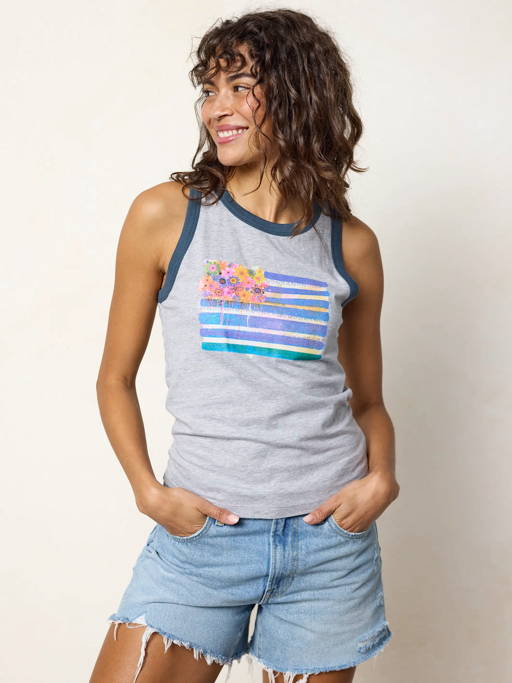 Ringer Tank Top - American Flag