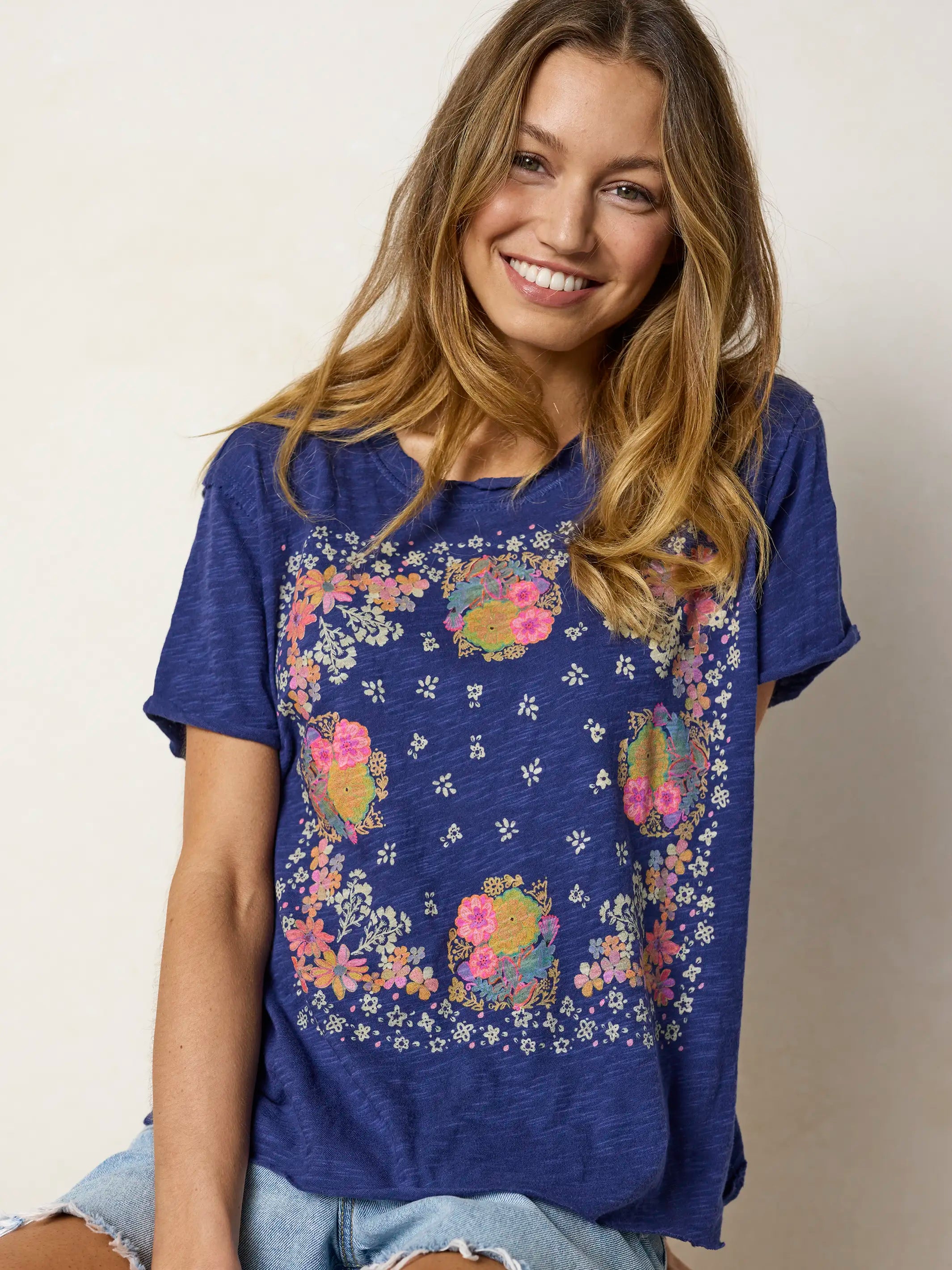 Aiden Cotton Tee - Tropic Bandana Navy