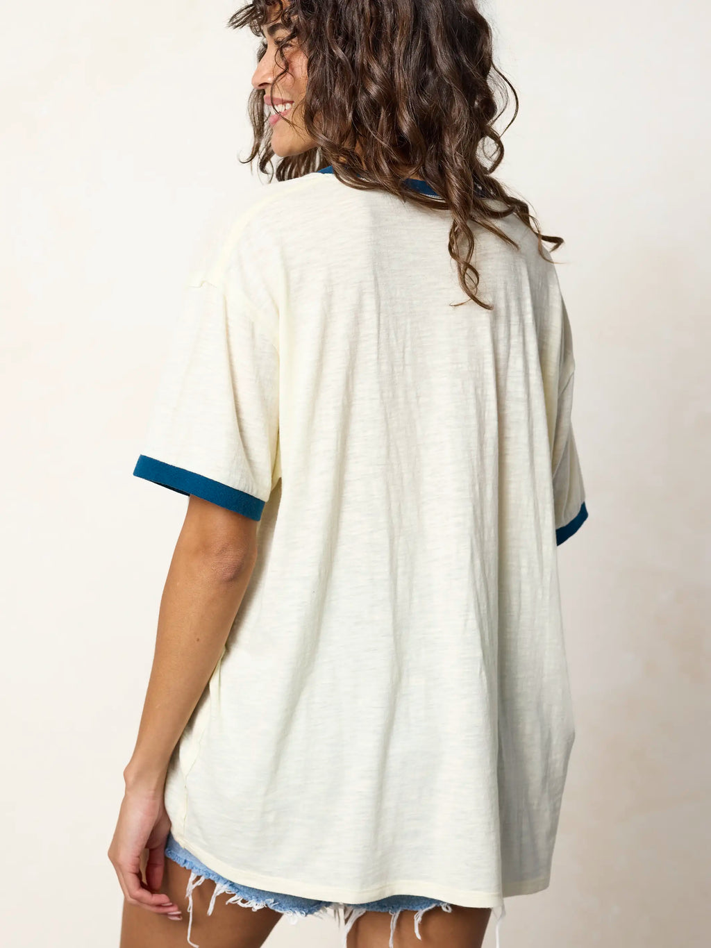 Ringer Oversized Tee Shirt - Seas The Day