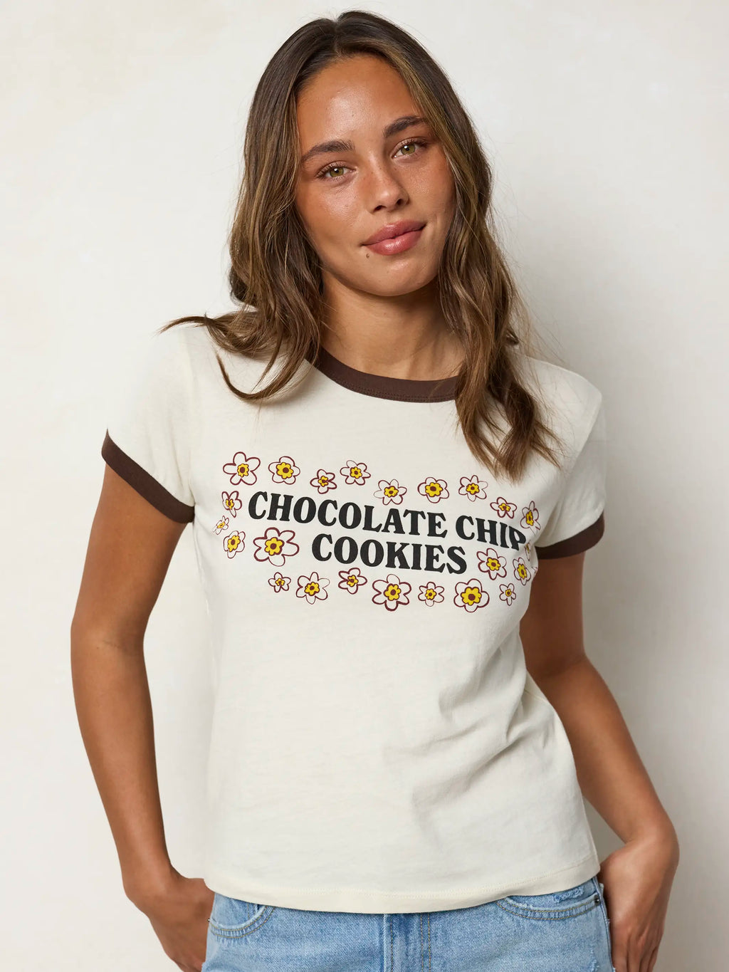 Ringer Cotton Baby Tee Shirt - Chocolate Chip Cookies