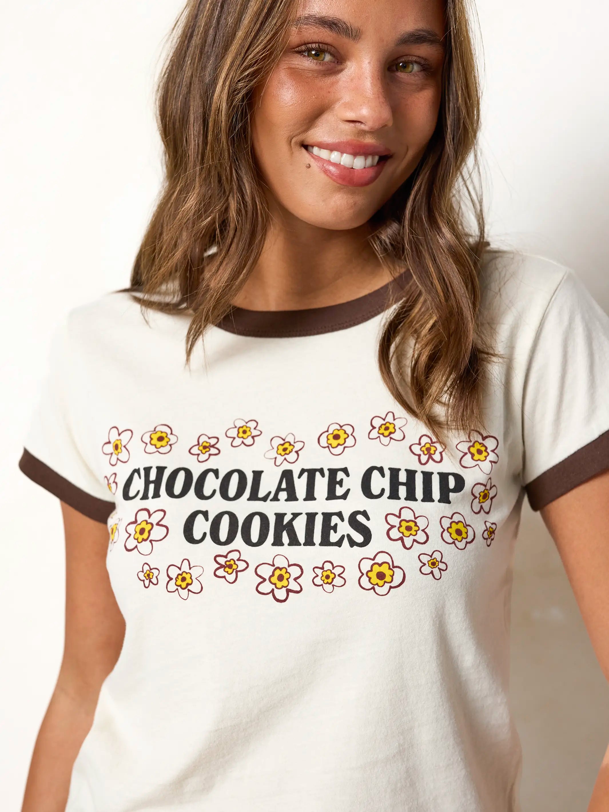 Ringer Cotton Baby Tee Shirt - Chocolate Chip Cookies