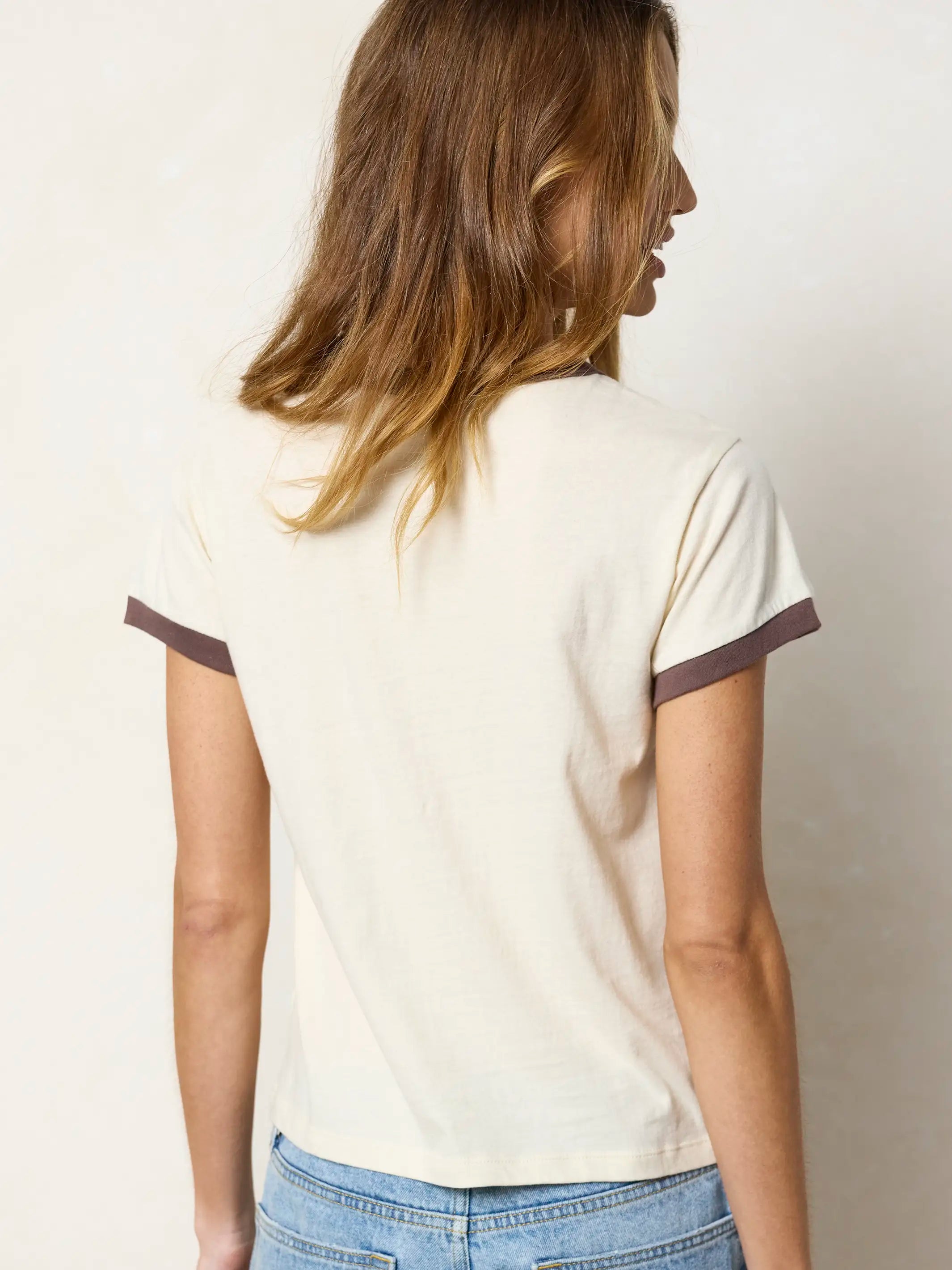 Ringer Cotton Baby Tee - Vanilla Latte