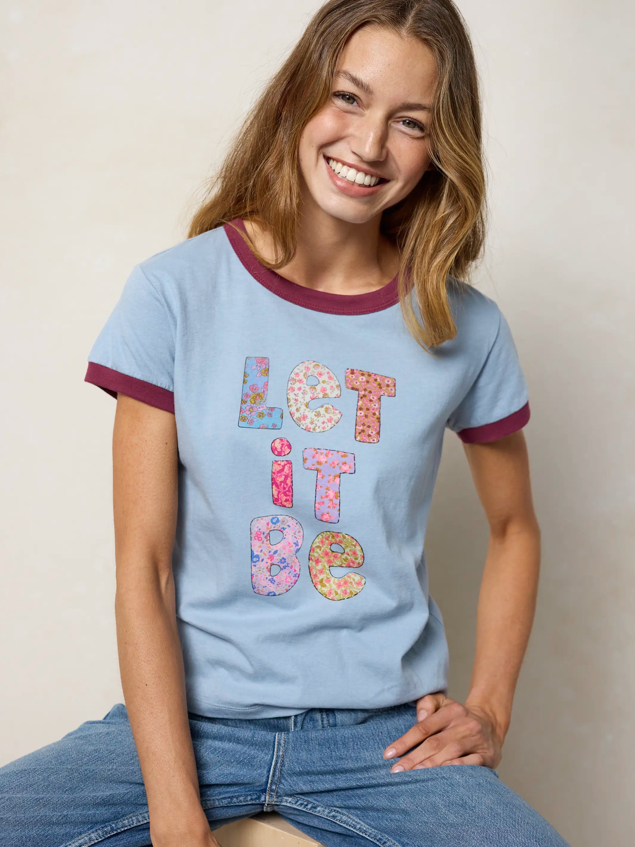 Ringer Cotton Baby Tee Shirt - Let It Be