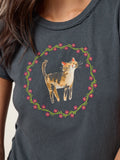 Printed Embroidered Cotton Baby Tee - Cat