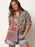 Barcelona Cotton Button Down - Patchwork Medallion Floral