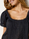 Sweet Nothings Embroidered Cotton Top - Black