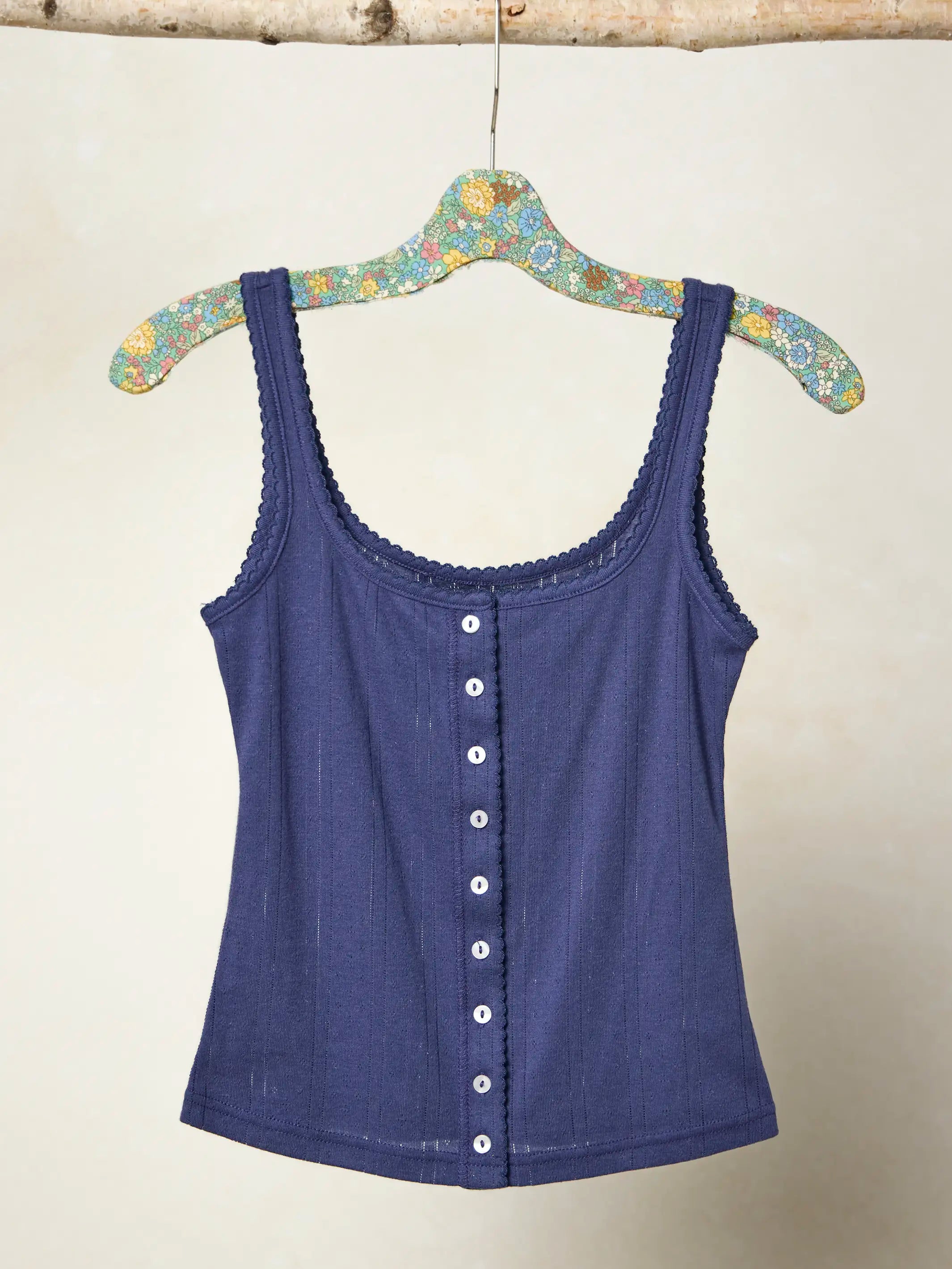 Pretty Pointelle Tank - Blue