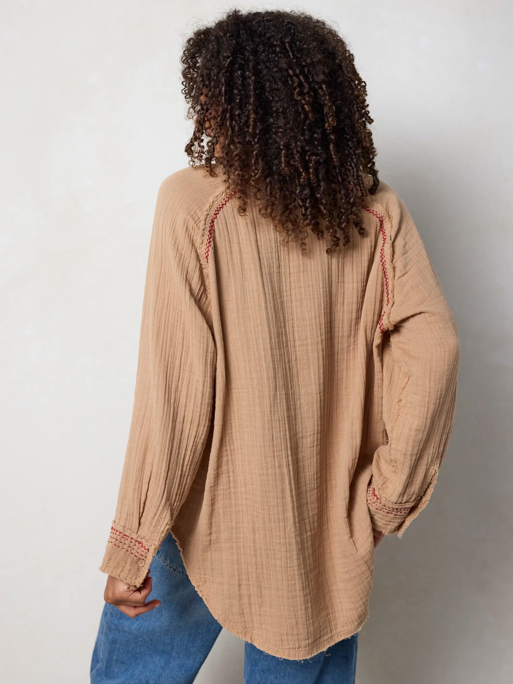 Sienna Cotton Button Down - Caramel