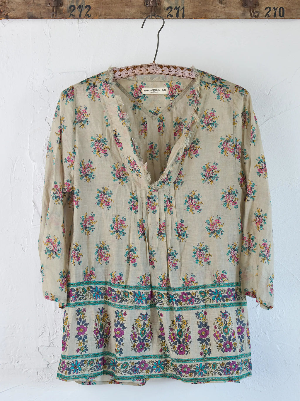 Cotton Tunic-In-A-Bag - Antique Blossoms Beige