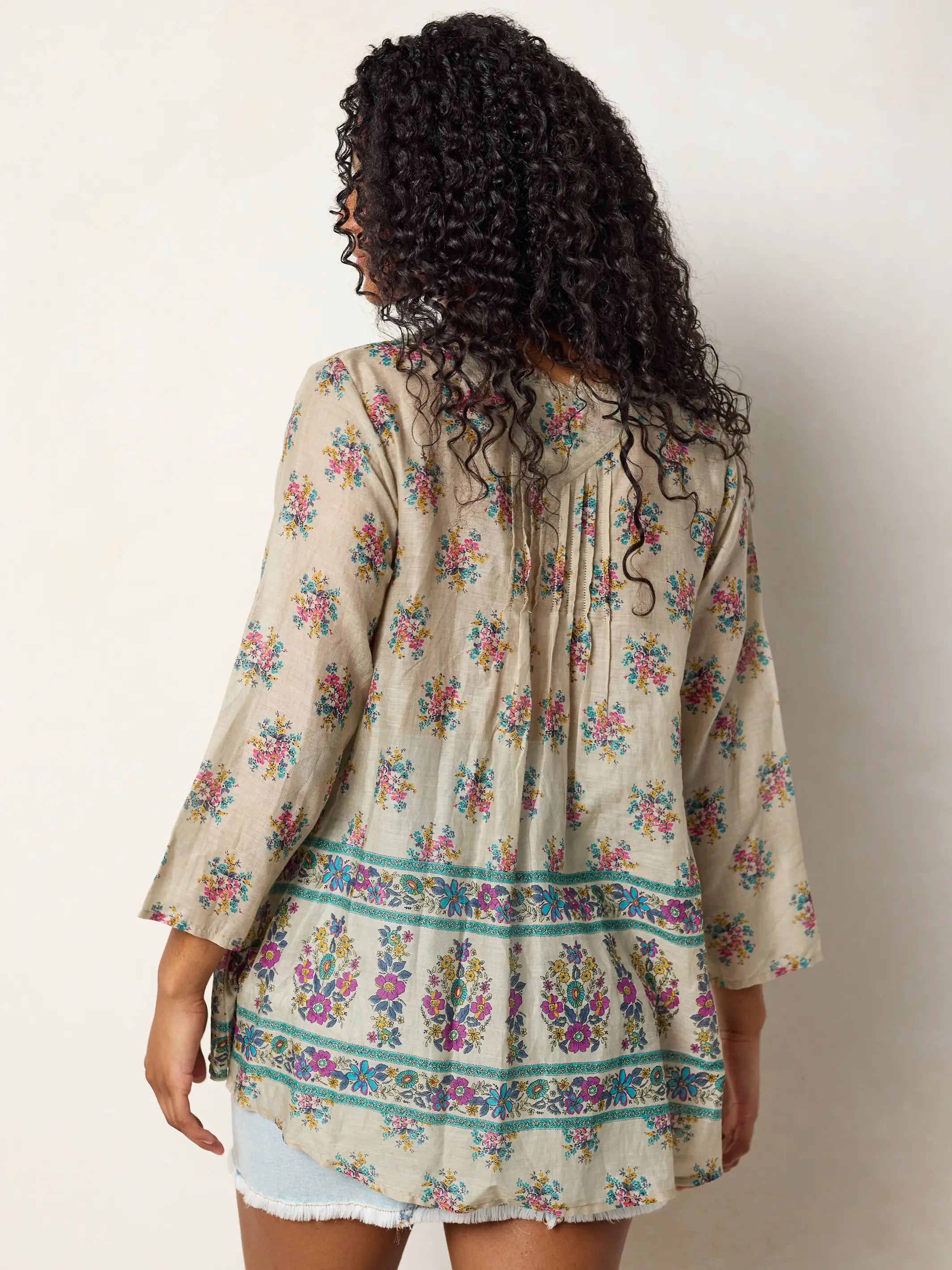 Cotton Tunic-In-A-Bag - Antique Blossoms Beige