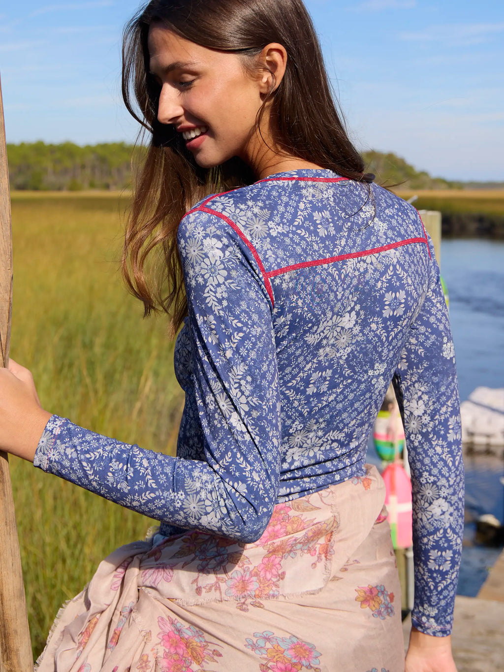 Cabana Life x Natural Life Rashguard - Diamond Bandana Navy