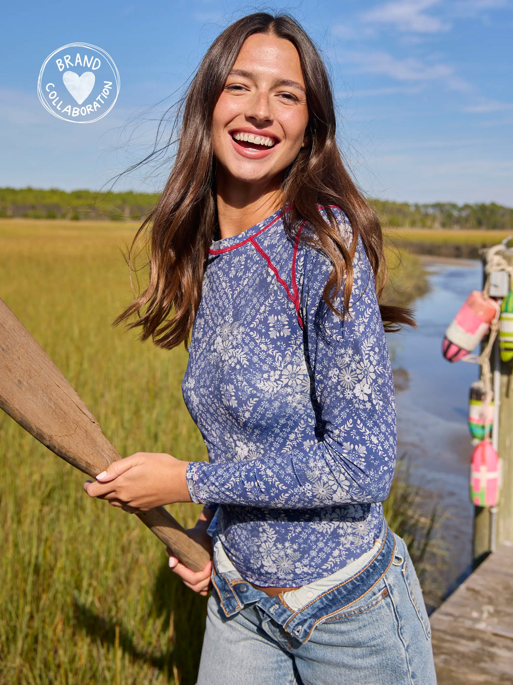 Cabana Life x Natural Life Rashguard - Diamond Bandana Navy