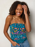 Sasha Embroidered Mesh Top - Teal Floral