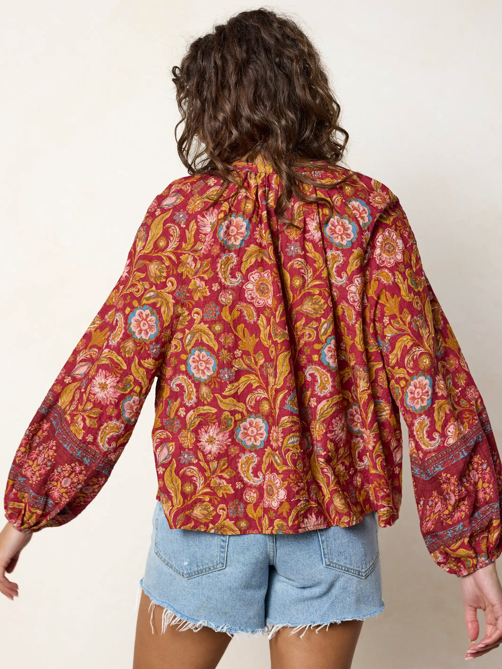 Get Up & Go Top - Sunnyfield Floral Red