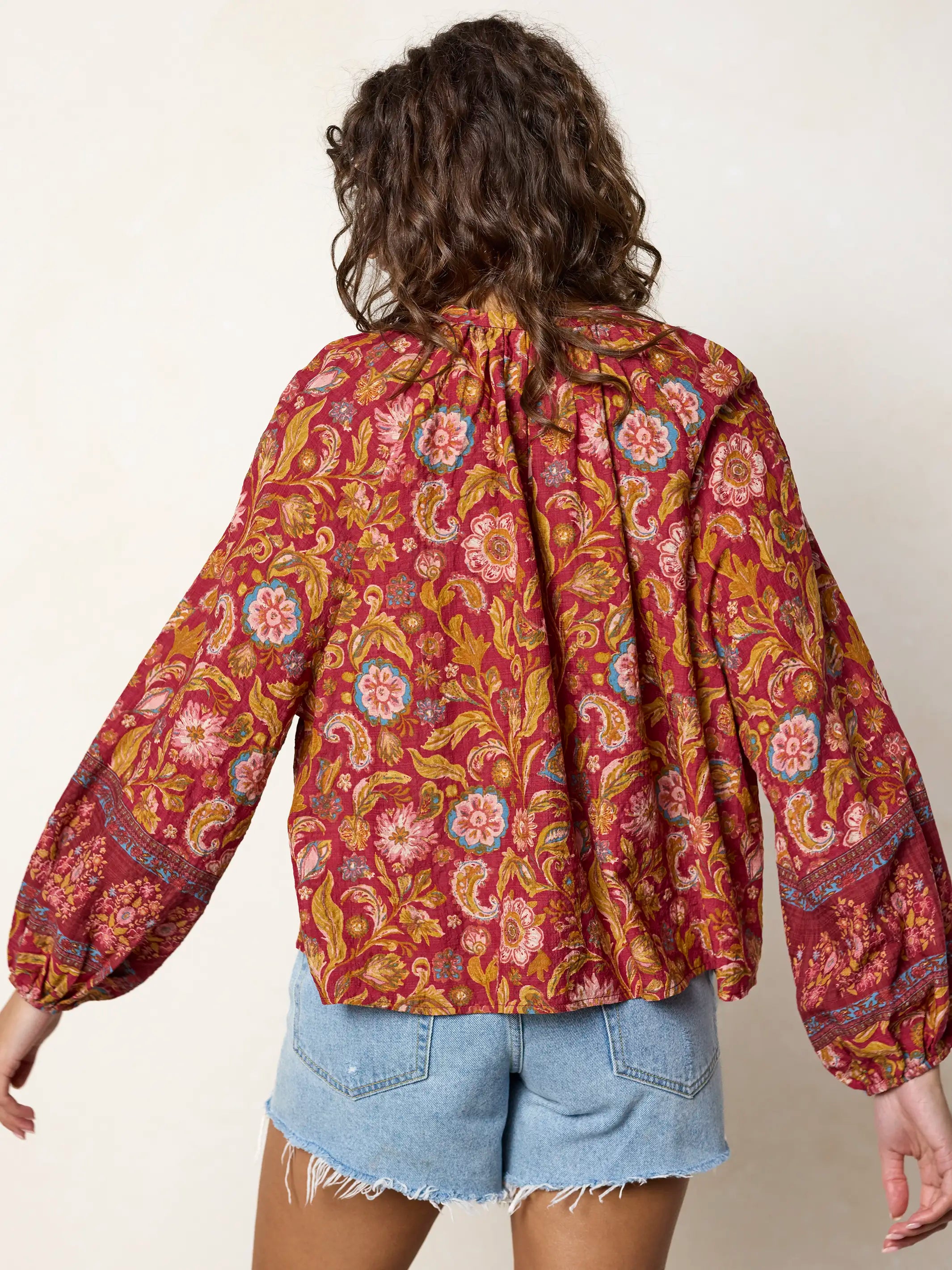 Get Up & Go Top - Sunnyfield Floral Red