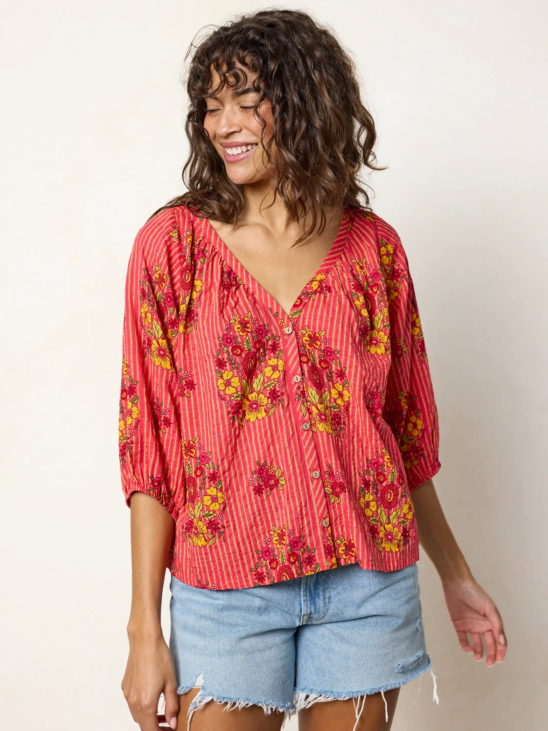 Abby Blouse - Jaipur Stripe Pink