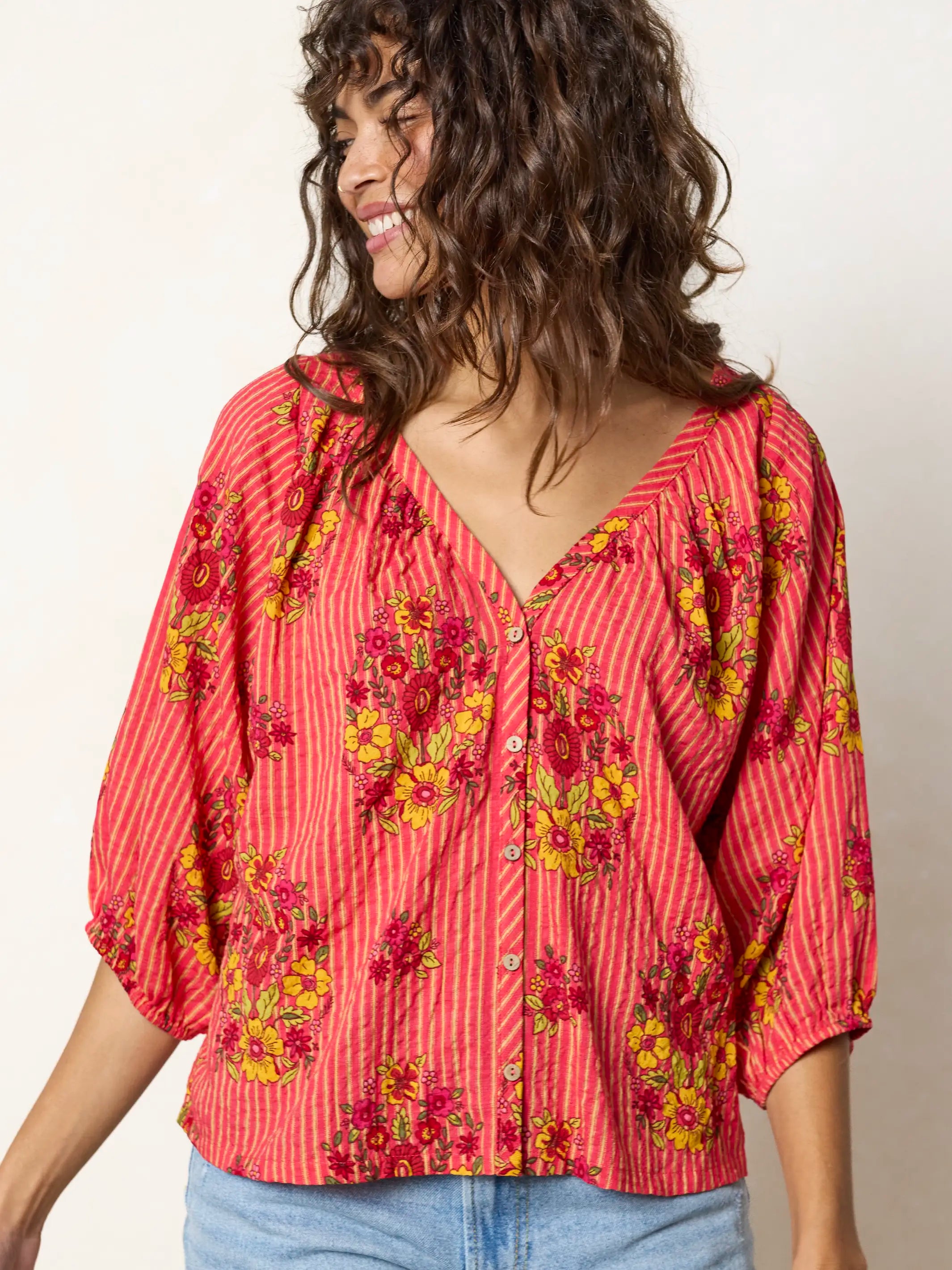 Abby Blouse - Jaipur Stripe Pink