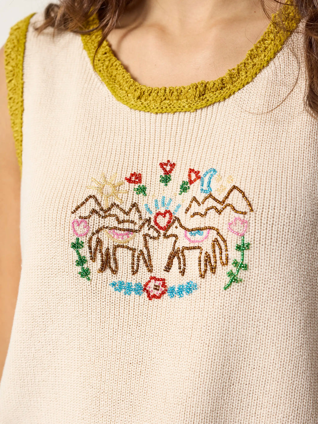 Beaded Sweater Tank - Horses