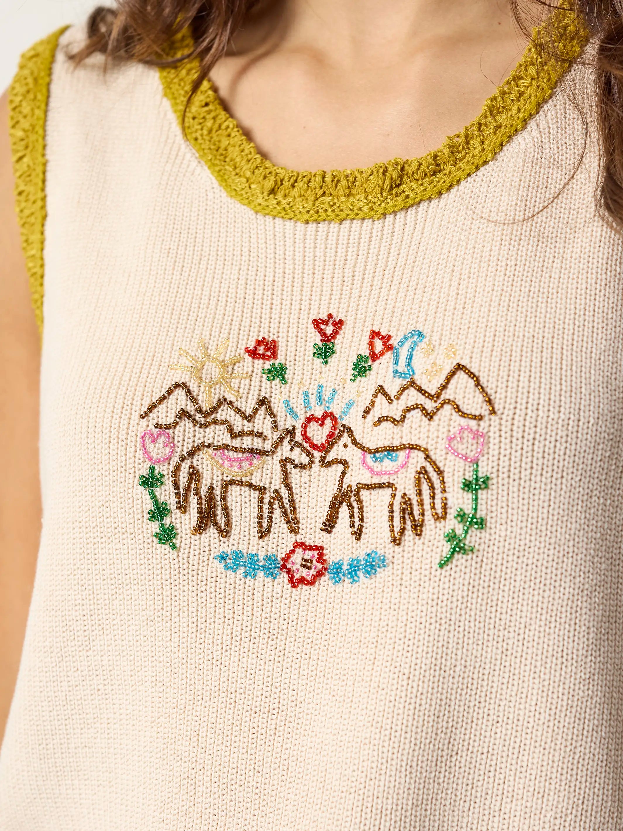 Beaded Sweater Tank - Horses