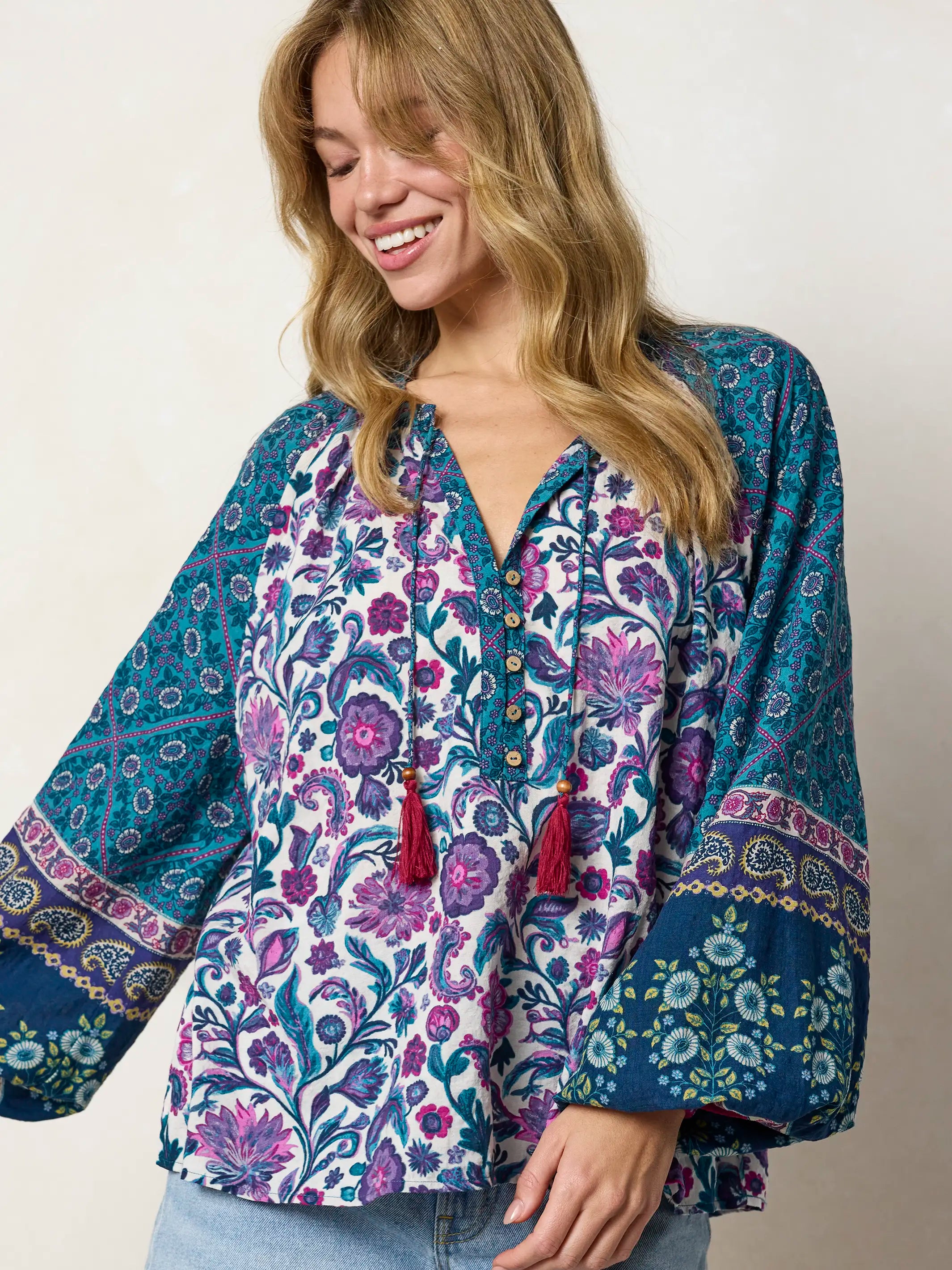 Camille Top - Purple Sunnyfield Floral