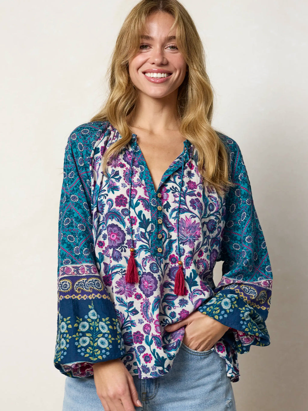 Camille Top - Purple Sunnyfield Floral