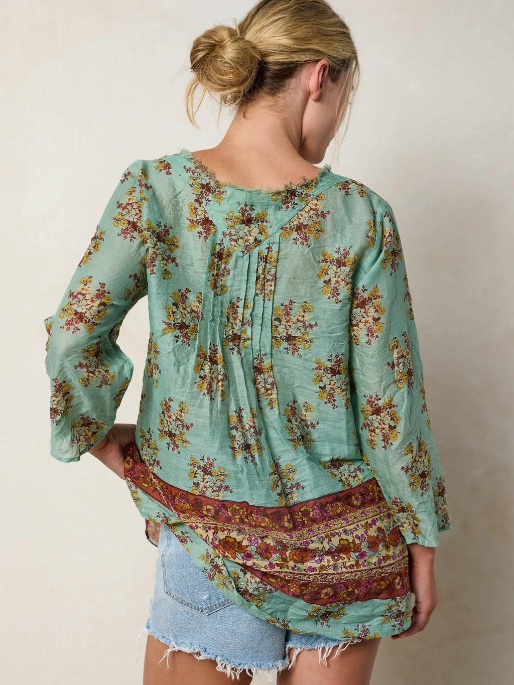 Cotton Tunic-In-A-Bag - Aqua Riviera Floral