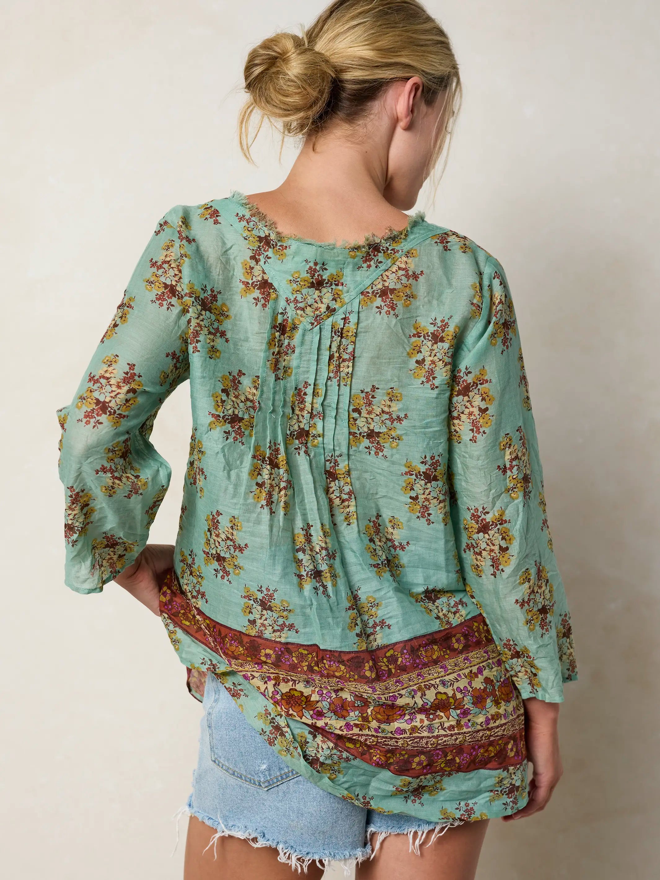 Cotton Tunic-In-A-Bag - Aqua Riviera Floral