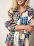 Barcelona Patchwork Button Down - Plaid Blue Fuchsia