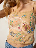 Mabel Embroidered Cotton Top - Tan