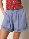 Dream On Embroidered Boxer Shorts - Blue
