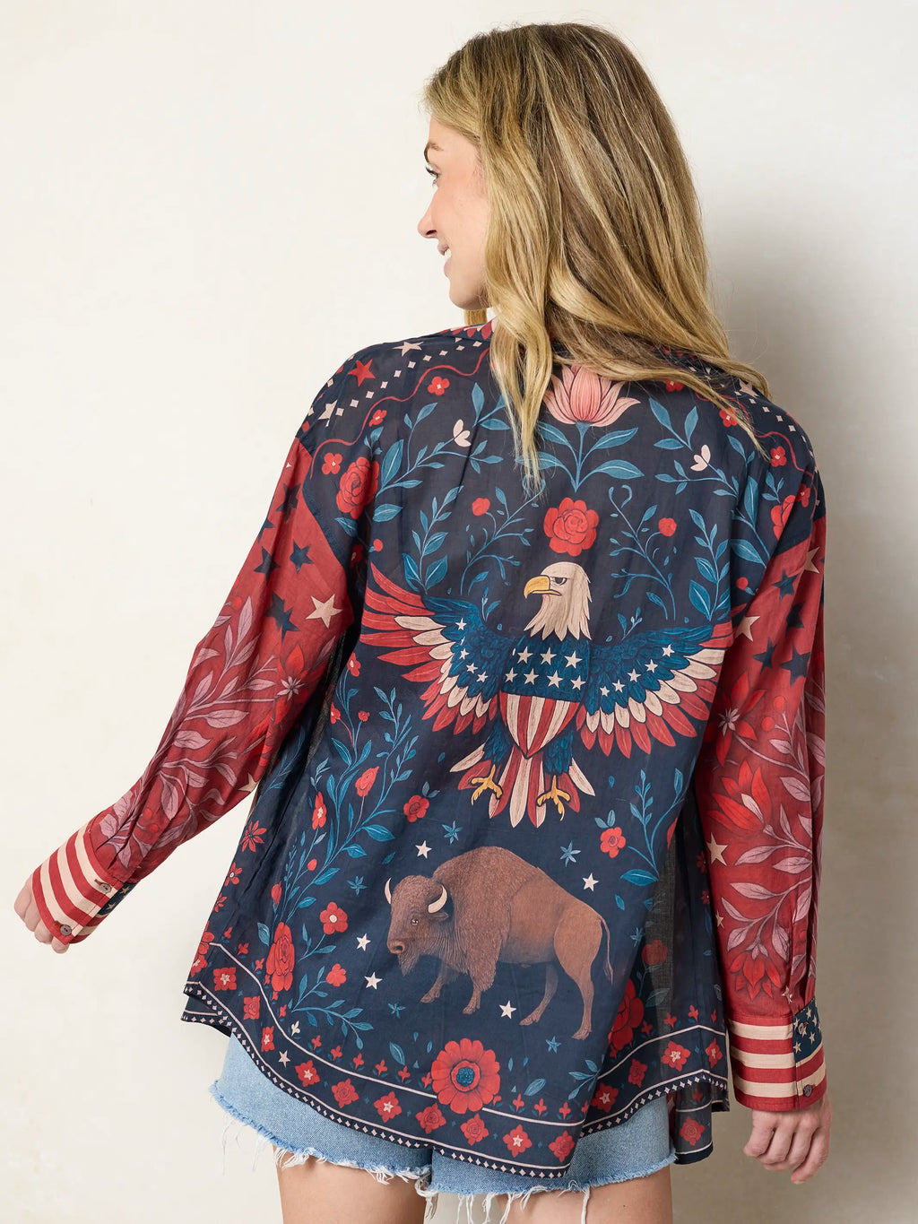 Barcelona Cotton Button Down - American Flag