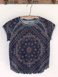 Lily Cotton Short Sleeve Tee Shirt - Sedona Bandana Charcoal