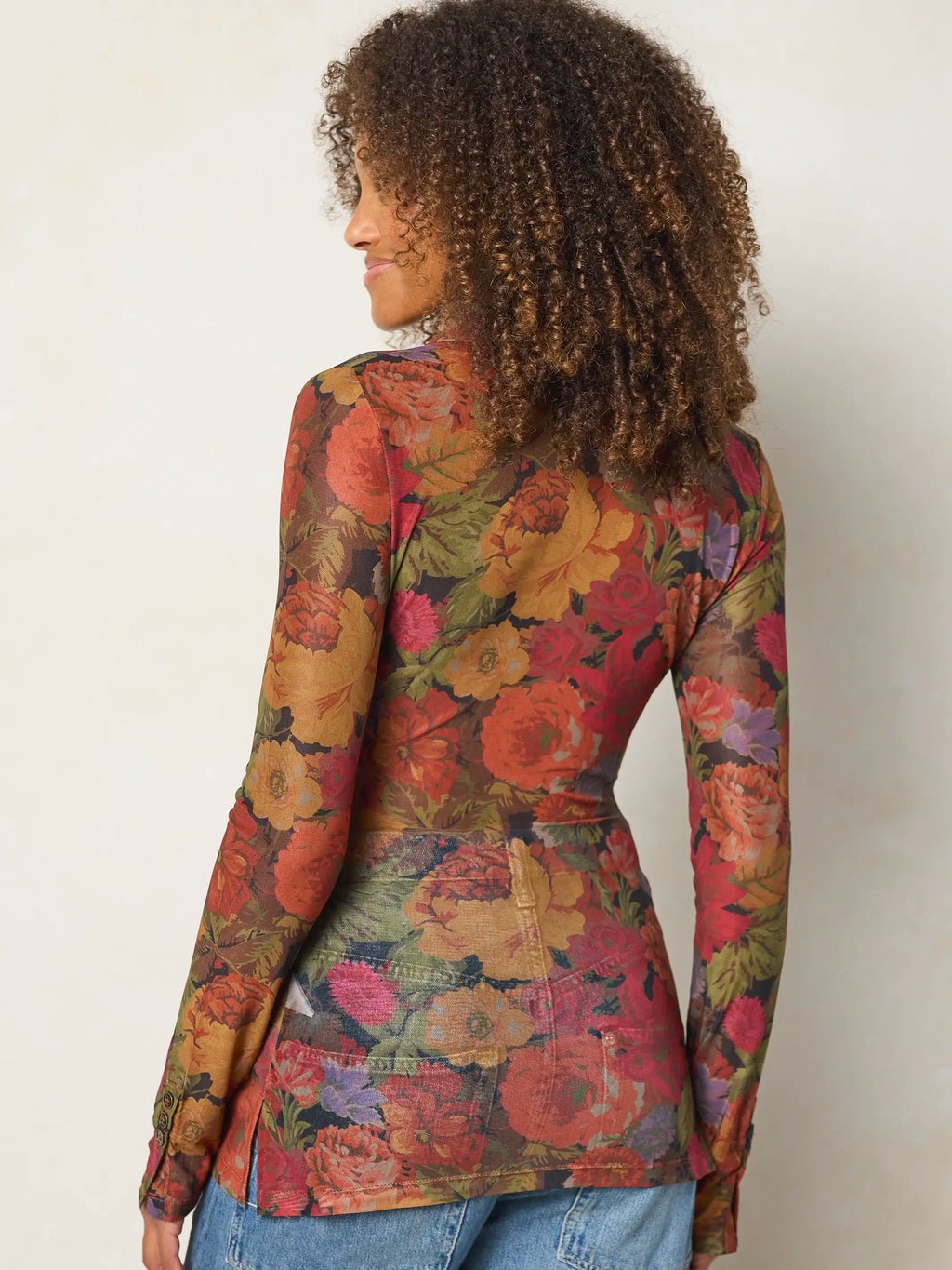 Carina Mesh Top - Autumn Roses Gold