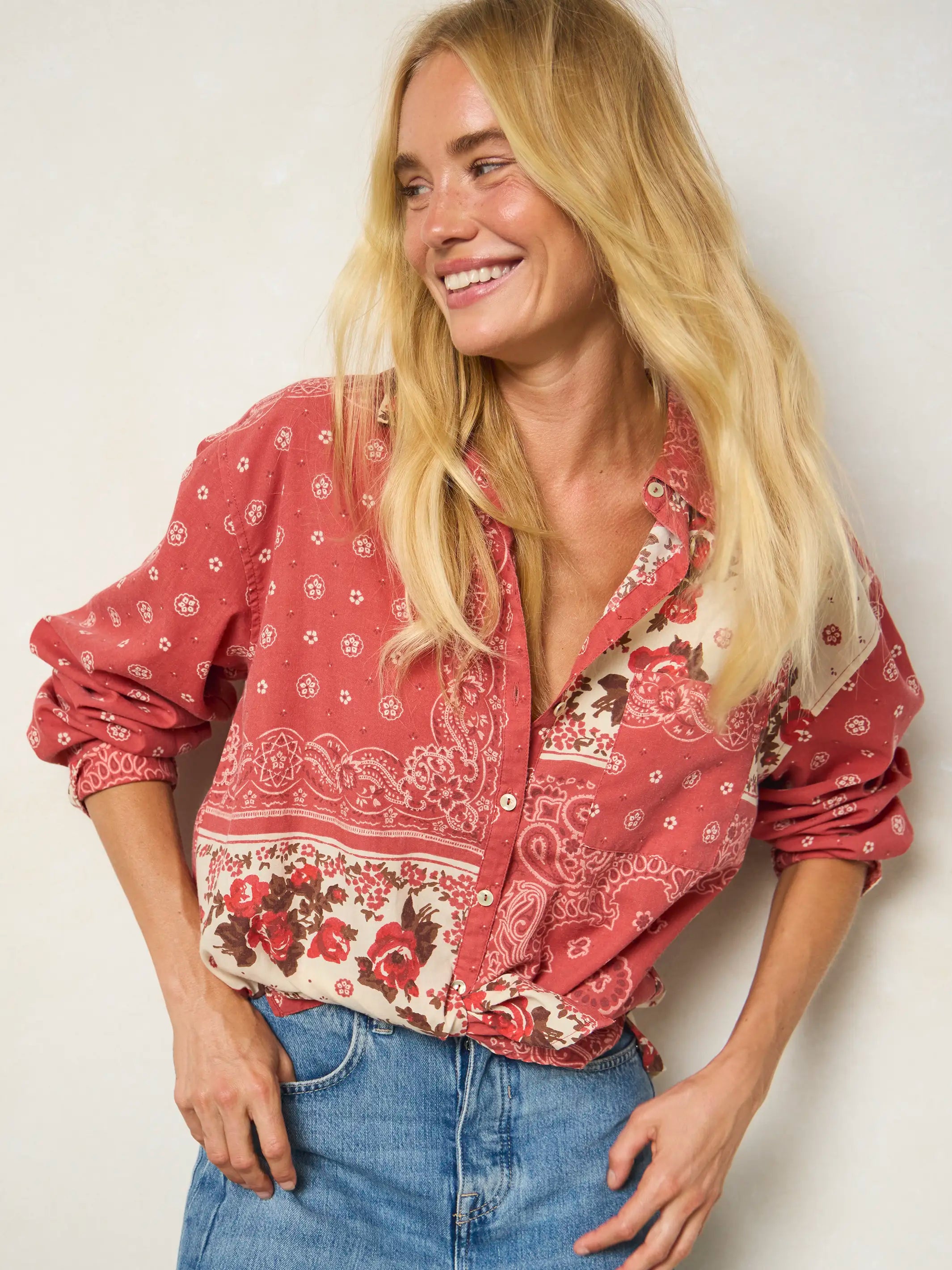 Lived In Button Down - Western Handkerchief Brick