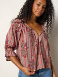 Magnolia Top - Batik Garden Red