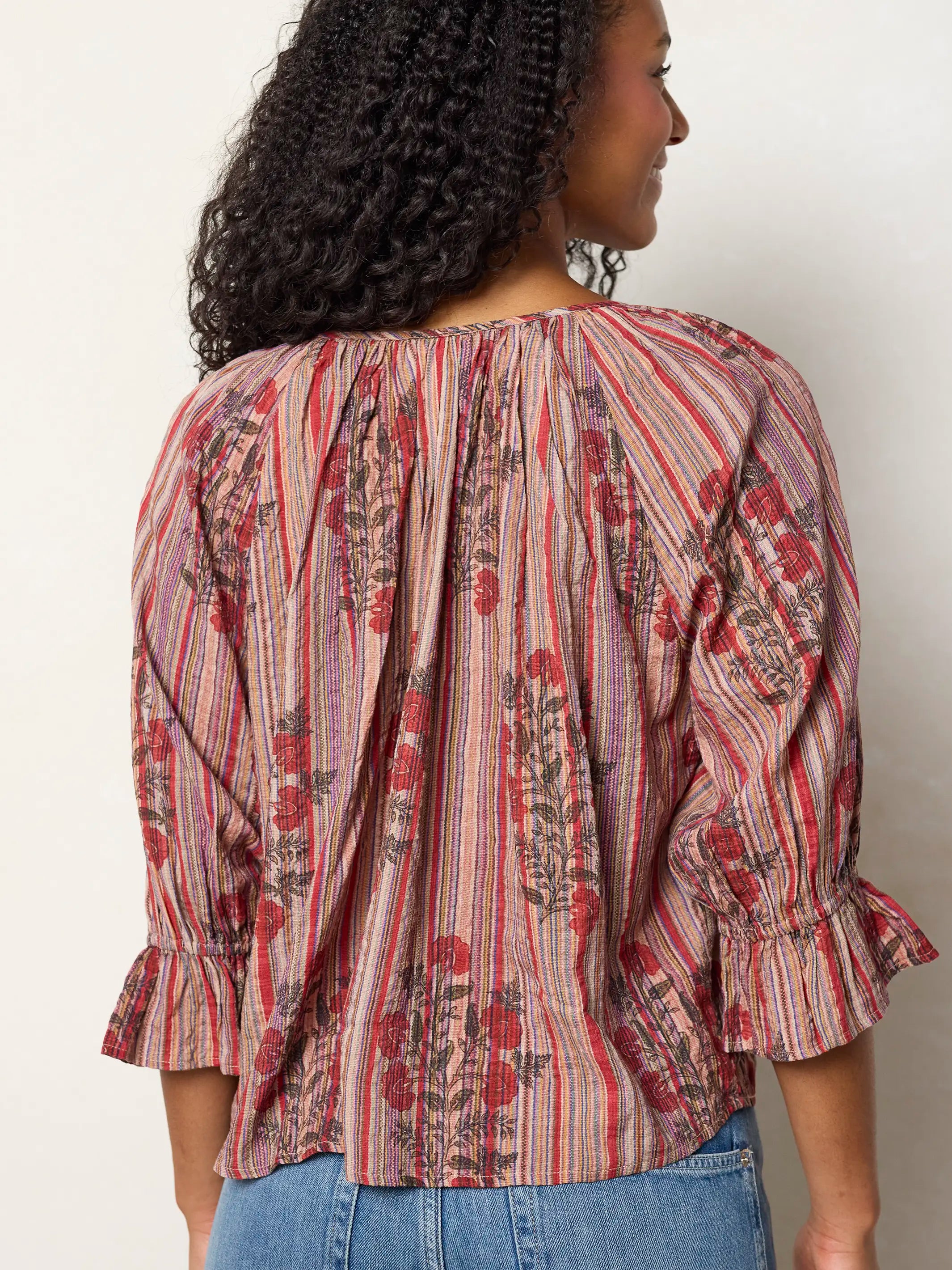 Magnolia Top - Batik Garden Red
