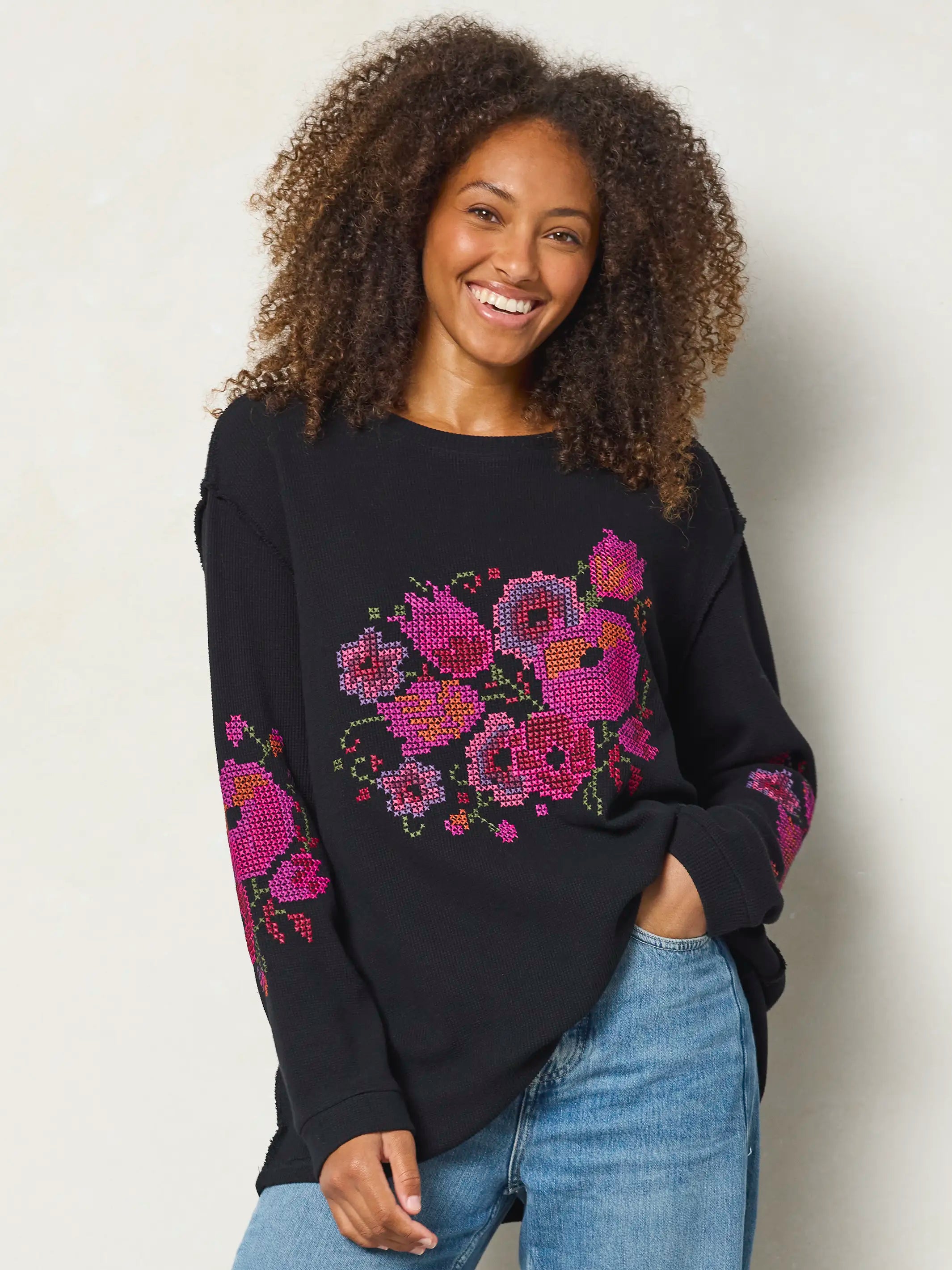 Aida Embroidered Thermal - Cross Stitch Black