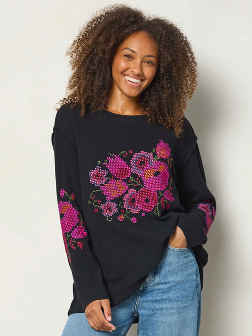 Aida Embroidered Thermal - Cross Stitch Black