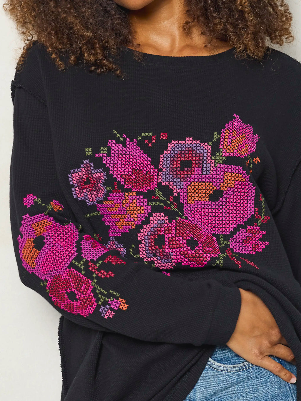 Aida Embroidered Thermal - Cross Stitch Black