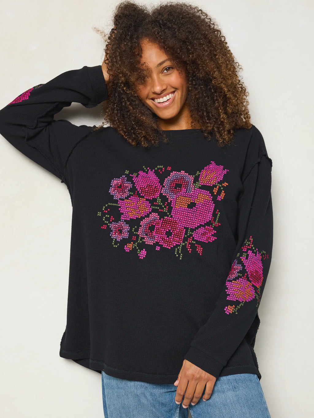 Aida Embroidered Thermal - Cross Stitch Black