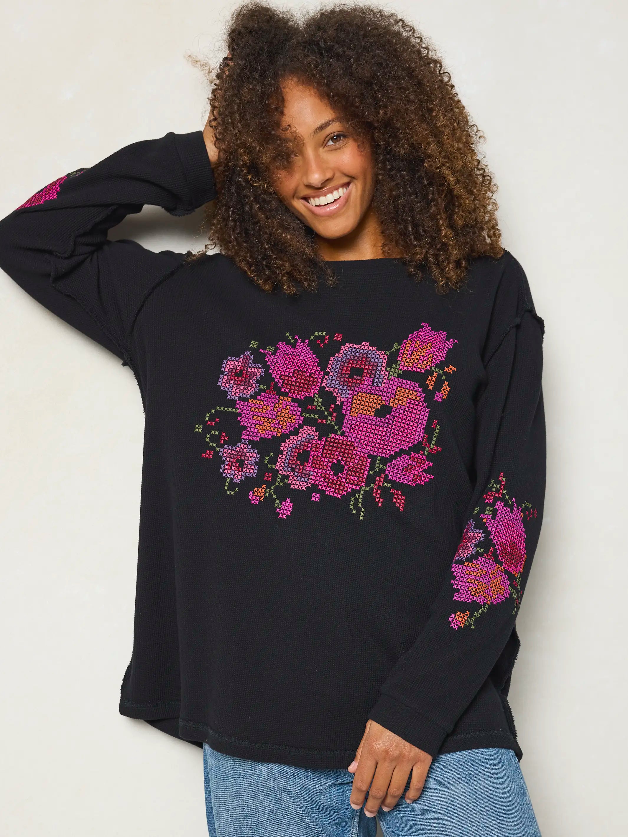 Aida Embroidered Thermal - Cross Stitch Black