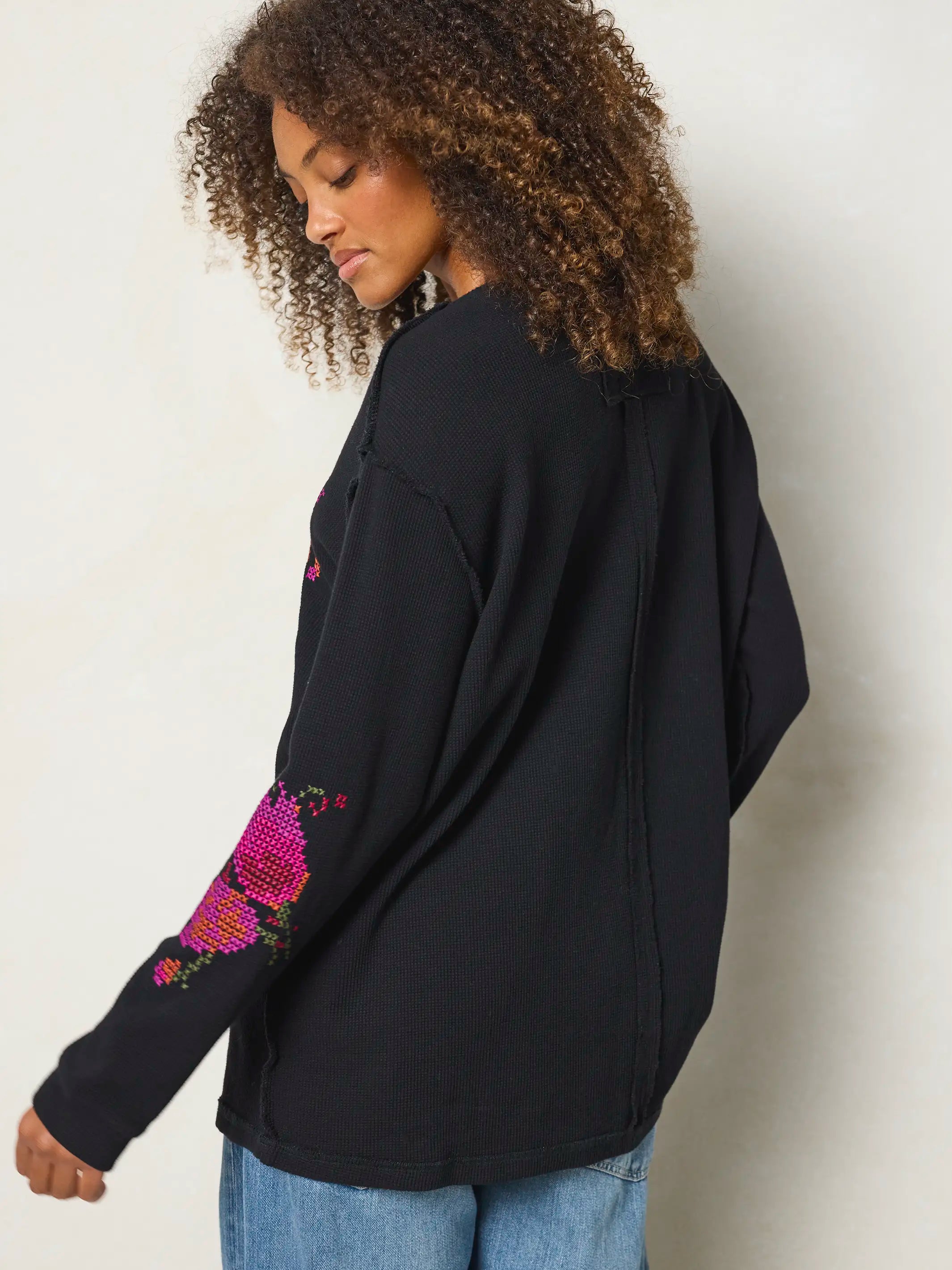 Aida Embroidered Thermal - Cross Stitch Black
