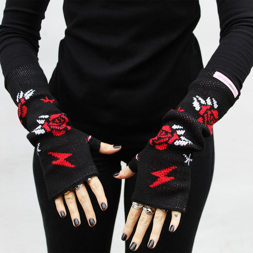 Tattoo Fingerless Wrist Warmers