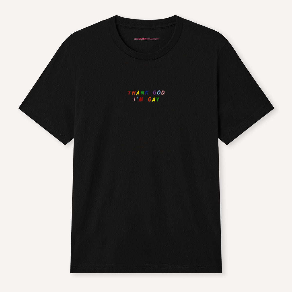 Thank God I'm Gay Embroidery Detail T-Shirt