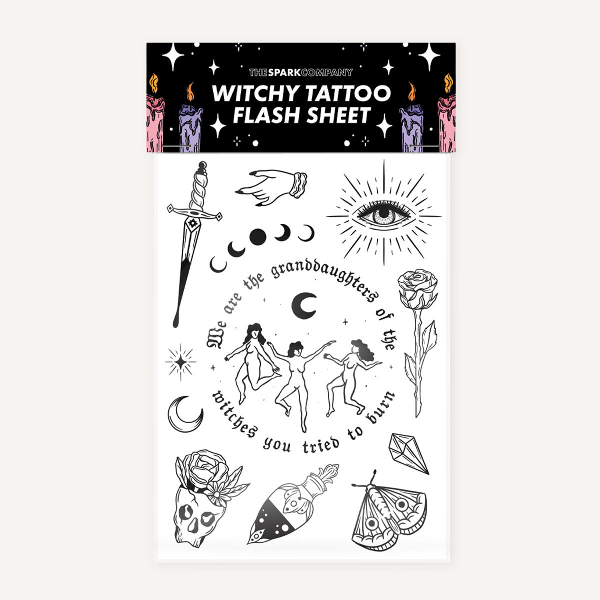 Witchy Tattoo Transfer Sheet