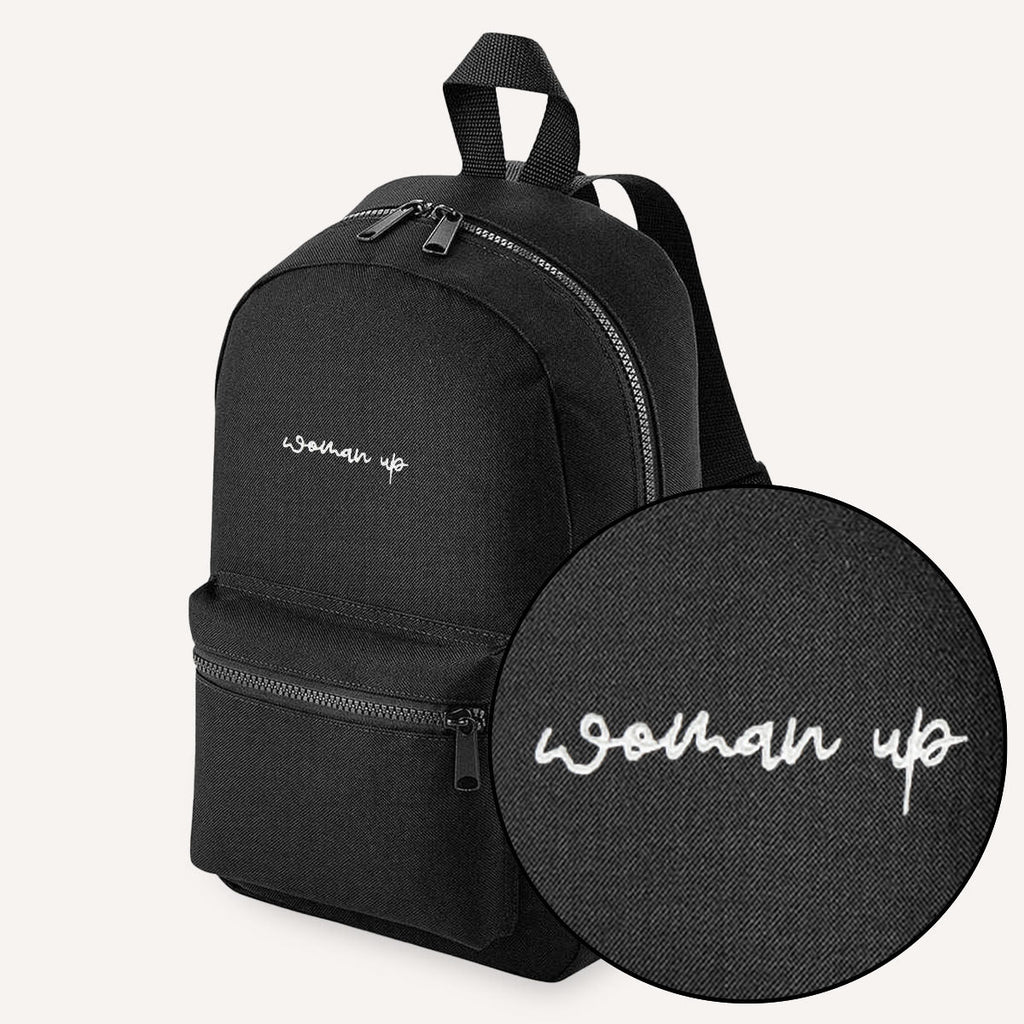 Woman Up Embroidered Mini Backpack