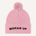 Woman Up Embroidered Pom Pom Beanie Hat